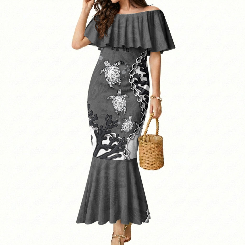 Personalized Black Coral Hawaii Mermaid Dress Ekaha Ku Moana Honu Sea Turtle