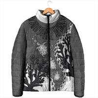 Personalized Black Coral Hawaii Padded Jacket Ekaha Ku Moana Honu Sea Turtle