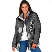Personalized Black Coral Hawaii Padded Jacket Ekaha Ku Moana Honu Sea Turtle