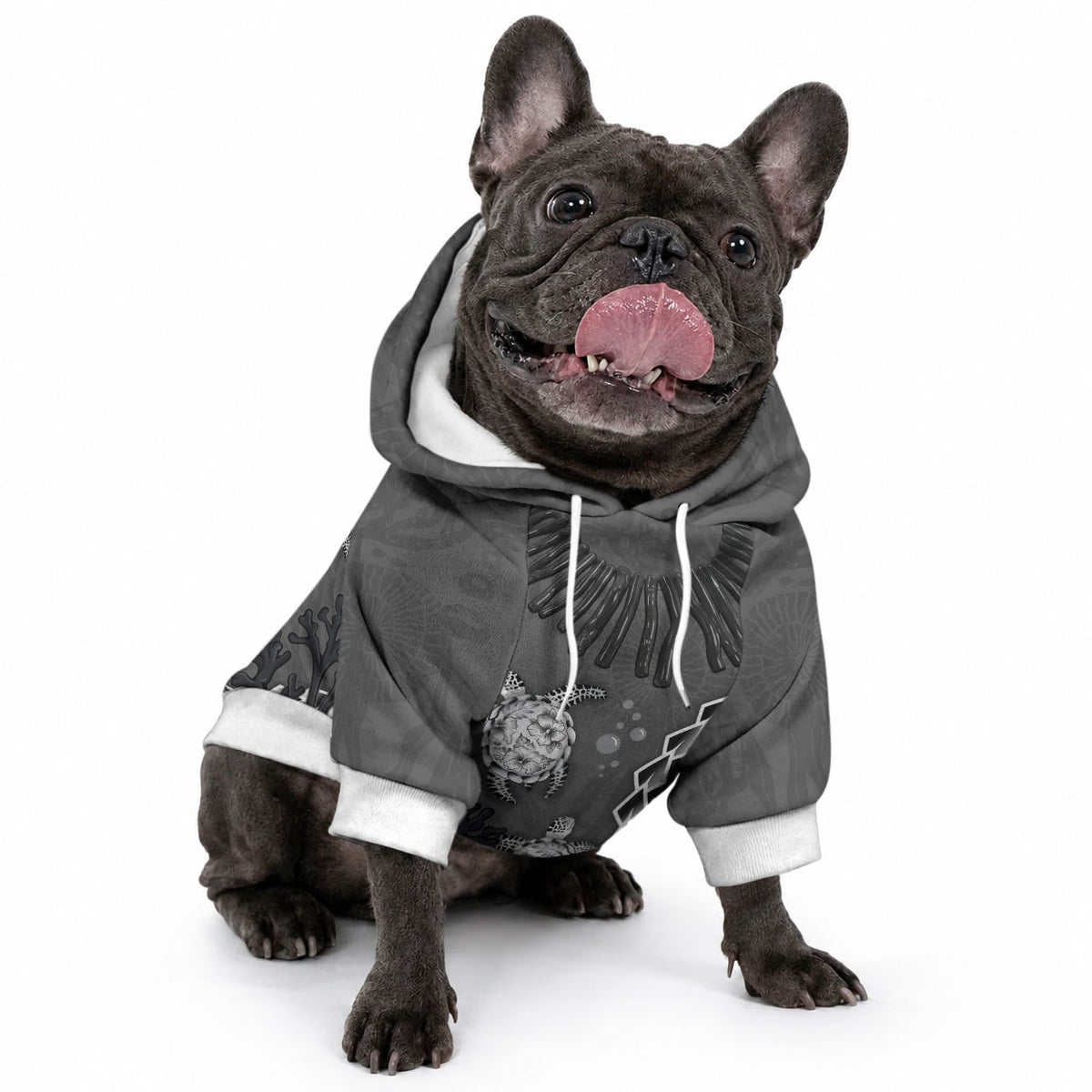 Personalized Black Coral Hawaii Pet Hoodie Ekaha Ku Moana Honu Sea Turtle