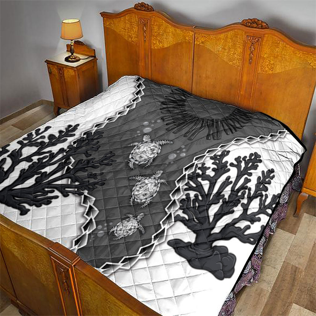 Black Coral Hawaii Quilt Ekaha Ku Moana Honu Sea Turtle