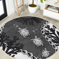 Black Coral Hawaii Round Carpet Ekaha Ku Moana Honu Sea Turtle