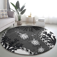 Black Coral Hawaii Round Carpet Ekaha Ku Moana Honu Sea Turtle
