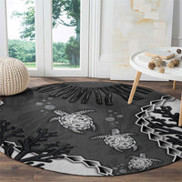 Black Coral Hawaii Round Carpet Ekaha Ku Moana Honu Sea Turtle
