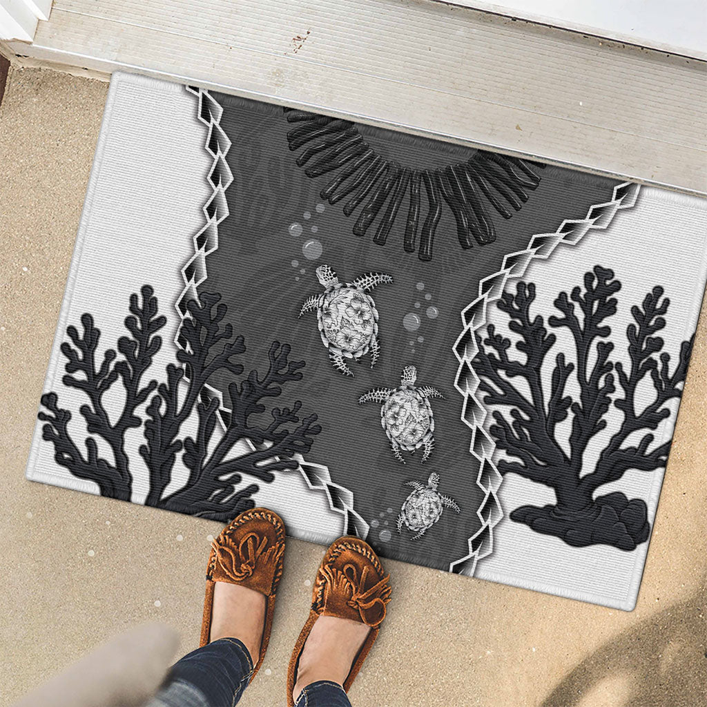 Black Coral Hawaii Rubber Doormat Ekaha Ku Moana Honu Sea Turtle