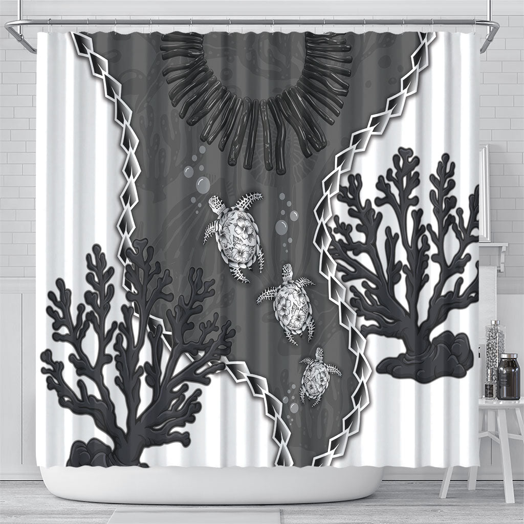 Black Coral Hawaii Shower Curtain Ekaha Ku Moana Honu Sea Turtle