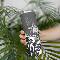Personalized Black Coral Hawaii Skinny Tumbler Ekaha Ku Moana Honu Sea Turtle LT14 - Polynesian Pride