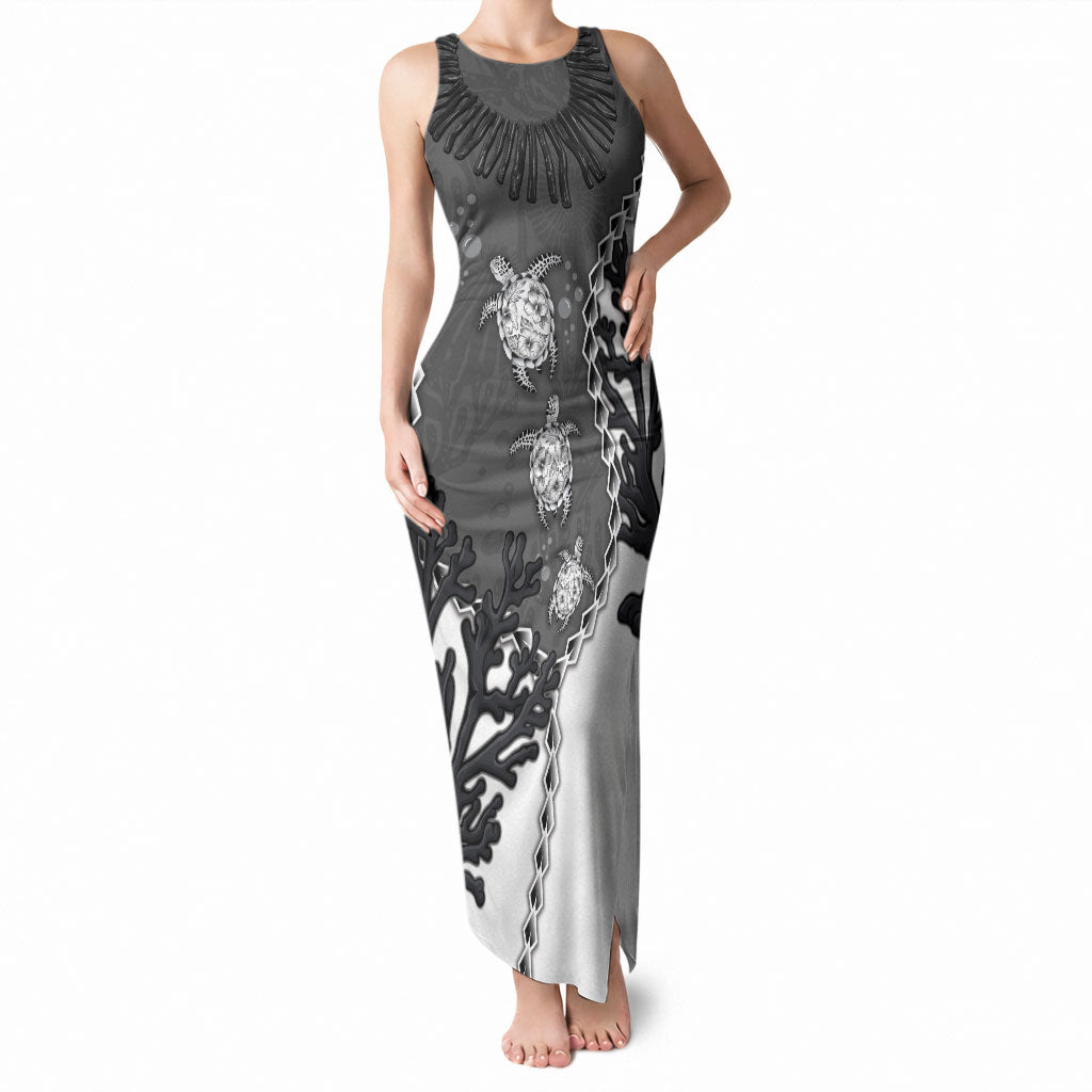 Personalized Black Coral Hawaii Tank Maxi Dress Ekaha Ku Moana Honu Sea Turtle