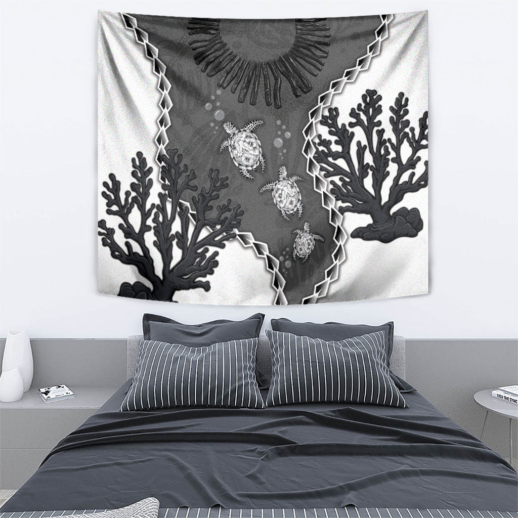 Black Coral Hawaii Tapestry Ekaha Ku Moana Honu Sea Turtle