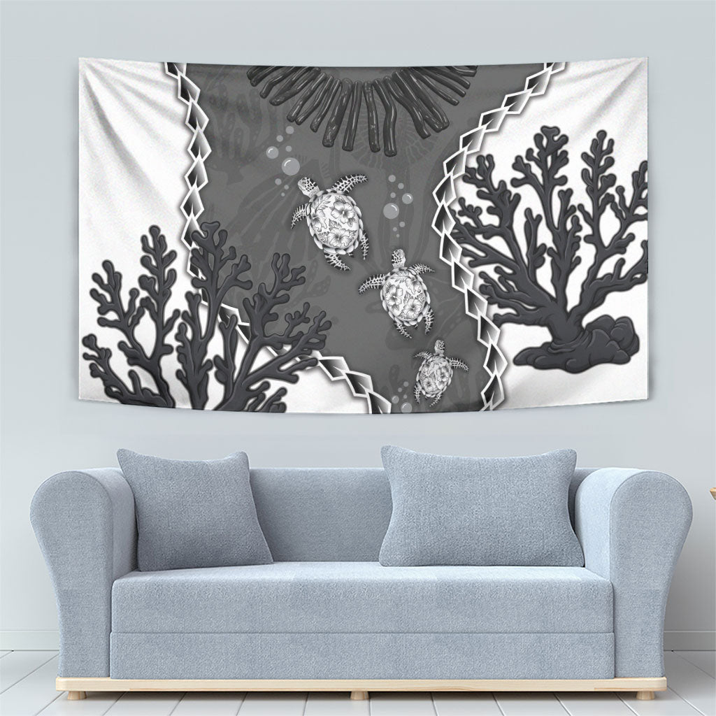 Black Coral Hawaii Tapestry Ekaha Ku Moana Honu Sea Turtle