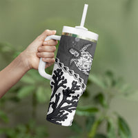 Personalized Black Coral Hawaii Tumbler With Handle Ekaha Ku Moana Honu Sea Turtle
