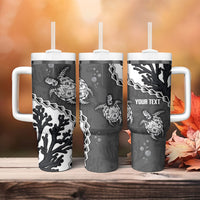 Personalized Black Coral Hawaii Tumbler With Handle Ekaha Ku Moana Honu Sea Turtle