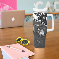 Personalized Black Coral Hawaii Tumbler With Handle Ekaha Ku Moana Honu Sea Turtle