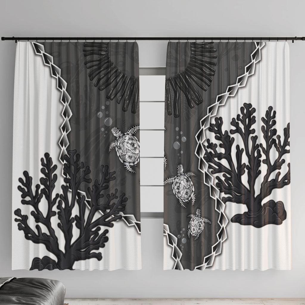 Black Coral Hawaii Window Curtain Ekaha Ku Moana Honu Sea Turtle