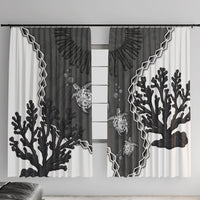 Black Coral Hawaii Window Curtain Ekaha Ku Moana Honu Sea Turtle