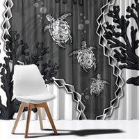 Black Coral Hawaii Window Curtain Ekaha Ku Moana Honu Sea Turtle