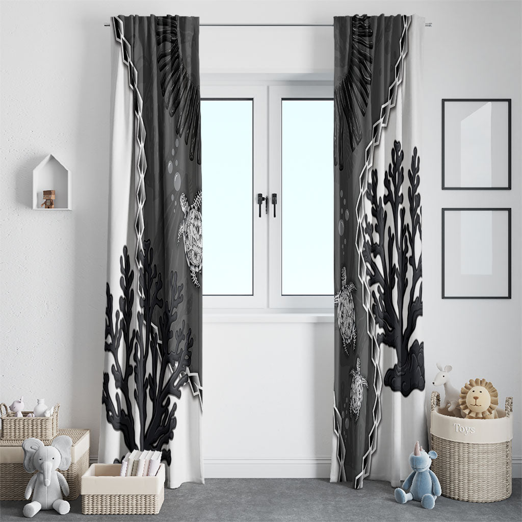 Black Coral Hawaii Window Curtain Ekaha Ku Moana Honu Sea Turtle