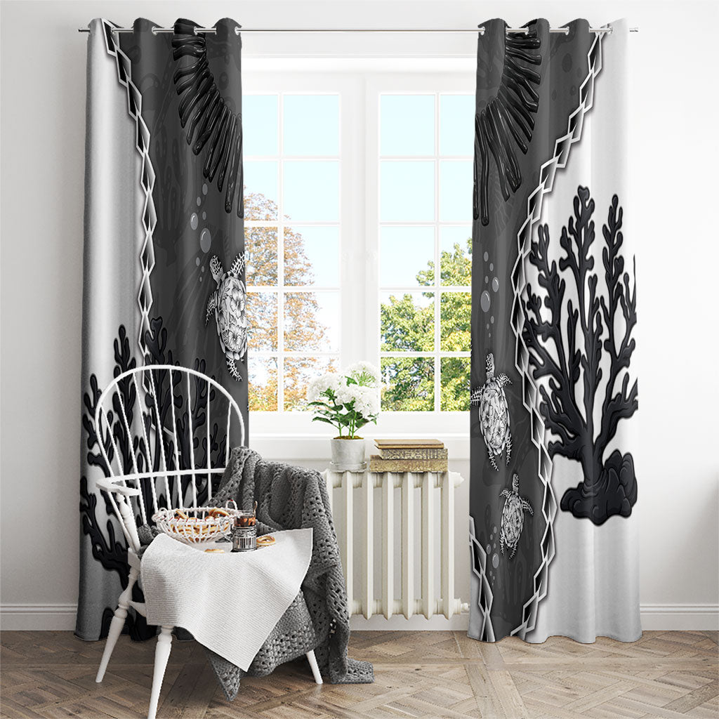 Black Coral Hawaii Window Curtain Ekaha Ku Moana Honu Sea Turtle