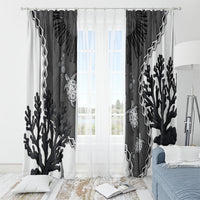 Black Coral Hawaii Window Curtain Ekaha Ku Moana Honu Sea Turtle