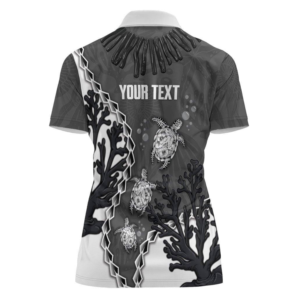 Personalized Black Coral Hawaii Women Polo Shirt Ekaha Ku Moana Honu Sea Turtle LT14 - Polynesian Pride