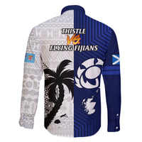 Fiji And Scotland Rugby Family Matching Puletasi Dress and Hawaiian Shirt Fijian Tapa Pattern With Thistle LT14 - Polynesian Pride