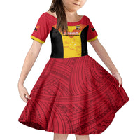 Custom Papua New Guinea Rubgby Family Matching Puletasi Dress and Hawaiian Shirt Pacific 2023 Go PNG Kumuls LT14 Daughter's Dress Yellow - Polynesian Pride