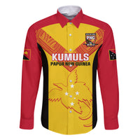 Custom Papua New Guinea Rubgby Family Matching Tank Maxi Dress and Hawaiian Shirt Pacific 2023 Go PNG Kumuls LT14 Dad's Shirt - Long Sleeve Yellow - Polynesian Pride