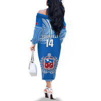 Custom Samoa Rugby Family Matching Off Shoulder Long Sleeve Dress and Hawaiian Shirt Pacific 2023 Go Toa Samoa LT14 - Polynesian Pride