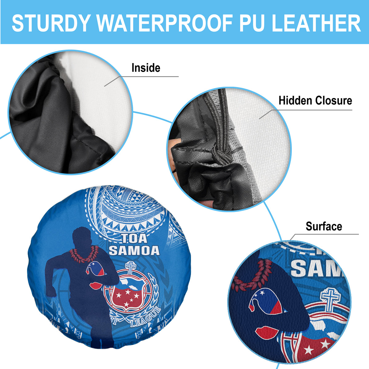 Samoa Rugby Spare Tire Cover Pacific 2023 Go Toa Samoa LT14 - Polynesian Pride