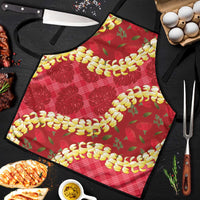 Red Palaka Hawaii Mele Kalikimaka Apron Ohia Lehua Monstera Puakenikeni Lei LT14 Red - Polynesian Pride