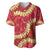 Red Palaka Hawaii Mele Kalikimaka Baseball Jersey Ohia Lehua Monstera Puakenikeni Lei - Polynesian Pride