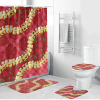 Red Palaka Hawaii Mele Kalikimaka Bathroom Set Ohia Lehua Monstera Puakenikeni Lei LT14 Bathroom Set (4 pcs) Red - Polynesian Pride