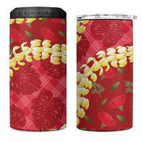 Red Palaka Hawaii Mele Kalikimaka 4 in 1 Can Cooler Tumbler Ohia Lehua Monstera Puakenikeni Lei LT14 One Size: 16 oz Red - Polynesian Pride