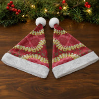 Red Palaka Hawaii Mele Kalikimaka Christmas Santa Hat Ohia Lehua Monstera Puakenikeni Lei LT14 - Polynesian Pride