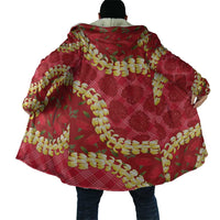 Red Palaka Hawaii Mele Kalikimaka Cloak Ohia Lehua Monstera Puakenikeni Lei LT14 - Polynesian Pride