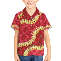 Red Palaka Hawaii Mele Kalikimaka Family Matching Puletasi and Hawaiian Shirt Ohia Lehua Monstera Puakenikeni Lei LT14 Son's Shirt Red - Polynesian Pride