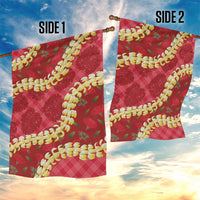 Red Palaka Hawaii Mele Kalikimaka Garden Flag Ohia Lehua Monstera Puakenikeni Lei LT14 - Polynesian Pride