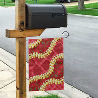 Red Palaka Hawaii Mele Kalikimaka Garden Flag Ohia Lehua Monstera Puakenikeni Lei LT14 - Polynesian Pride