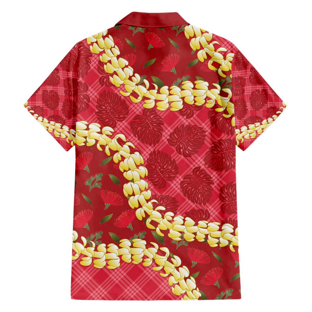 Red Palaka Hawaii Mele Kalikimaka Hawaiian Shirt Ohia Lehua Monstera Puakenikeni Lei LT14 - Polynesian Pride