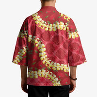 Red Palaka Hawaii Mele Kalikimaka Kimono Ohia Lehua Monstera Puakenikeni Lei LT14 - Polynesian Pride