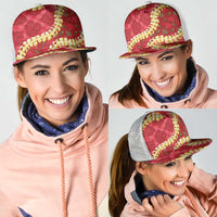 Red Palaka Hawaii Mele Kalikimaka Mesh Trucker Cap Ohia Lehua Monstera Puakenikeni Lei LT14 - Polynesian Pride