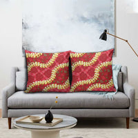 Red Palaka Hawaii Mele Kalikimaka Pillow Cover Ohia Lehua Monstera Puakenikeni Lei LT14 - Polynesian Pride