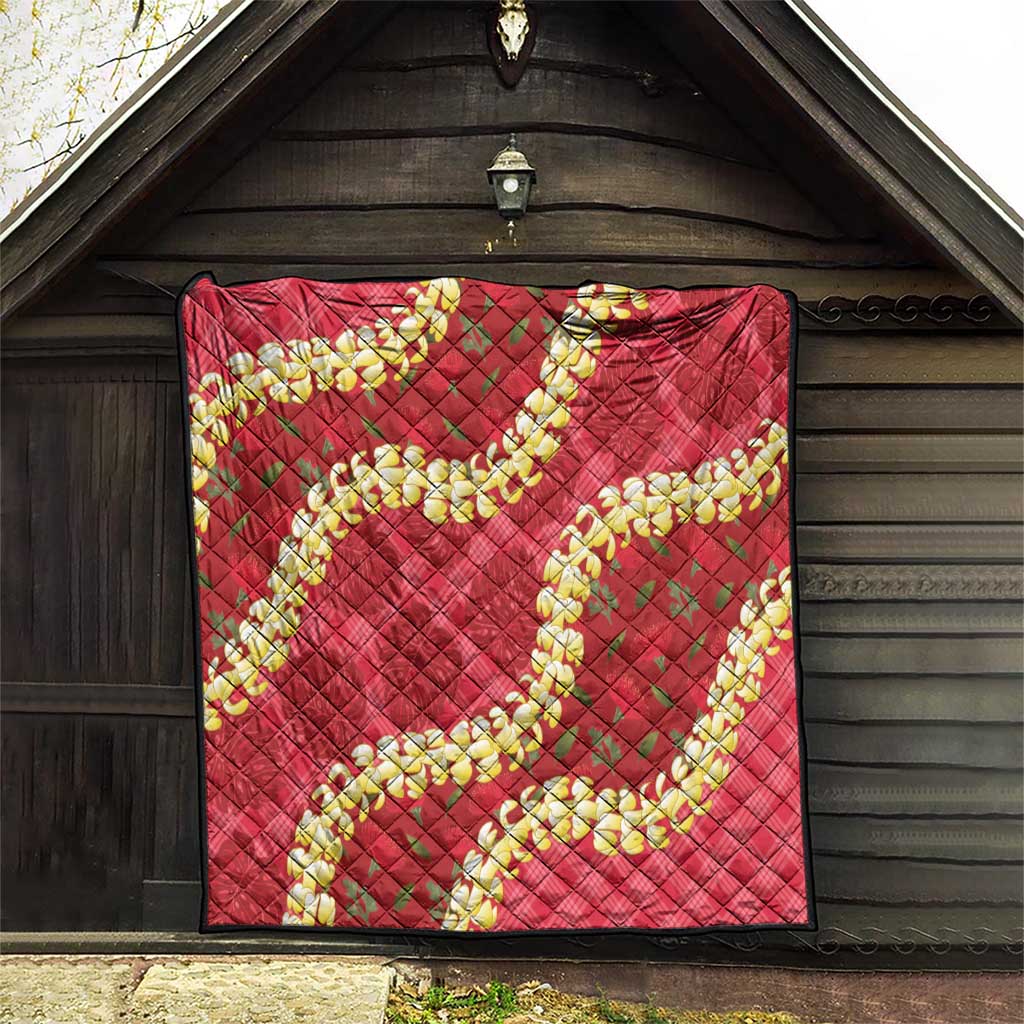 Red Palaka Hawaii Mele Kalikimaka Quilt Ohia Lehua Monstera Puakenikeni Lei LT14 - Polynesian Pride