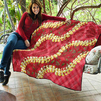 Red Palaka Hawaii Mele Kalikimaka Quilt Ohia Lehua Monstera Puakenikeni Lei LT14 - Polynesian Pride
