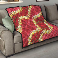 Red Palaka Hawaii Mele Kalikimaka Quilt Ohia Lehua Monstera Puakenikeni Lei LT14 - Polynesian Pride