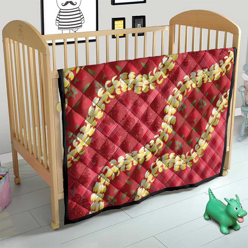 Red Palaka Hawaii Mele Kalikimaka Quilt Ohia Lehua Monstera Puakenikeni Lei LT14 - Polynesian Pride