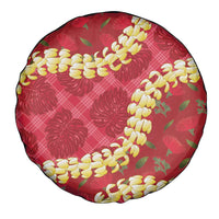Red Palaka Hawaii Mele Kalikimaka Spare Tire Cover Ohia Lehua Monstera Puakenikeni Lei LT14 - Polynesian Pride