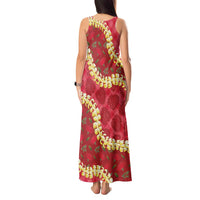 Red Palaka Hawaii Mele Kalikimaka Tank Maxi Dress Ohia Lehua Monstera Puakenikeni Lei LT14 - Polynesian Pride