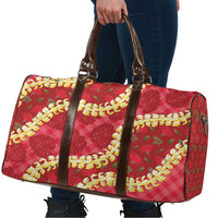 Red Palaka Hawaii Mele Kalikimaka Travel Bag Ohia Lehua Monstera Puakenikeni Lei LT14 - Polynesian Pride