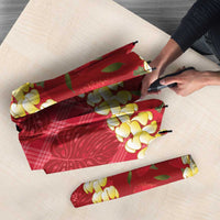 Red Palaka Hawaii Mele Kalikimaka Umbrella Ohia Lehua Monstera Puakenikeni Lei LT14 - Polynesian Pride